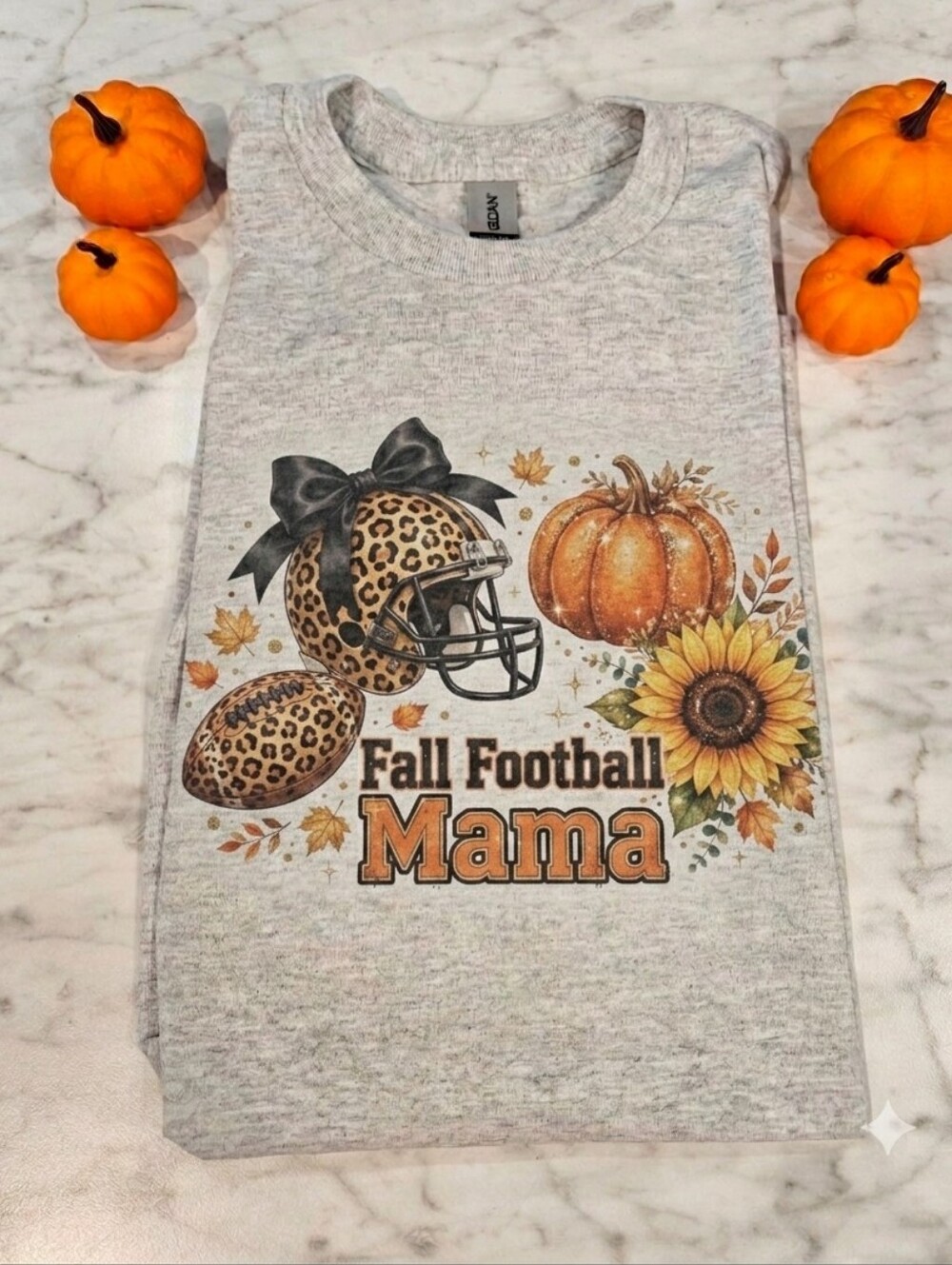 Fall football Mama Shirt cute sunflower cheetah print Sport Mom pumpkin
